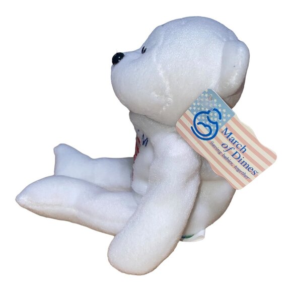 Patriotic White Plush Bear "Patriot" By March Of Dimes With Freedom For All Desi - Picture 3 of 8